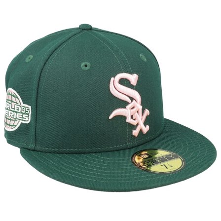 New Era - MLB Grønn fitted Caps - Chicago White Sox 59FIFTY Dark Green & Pink Undervisor @ Hatstore