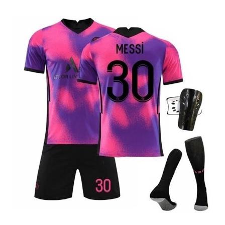 Fotbollsset Fotbollströja Messi Med Fotbollsstrumpor Och Benskyd Barn 24