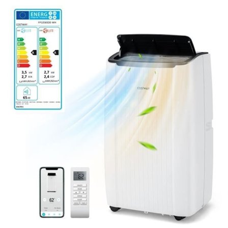 COSTWAY mobilt klimaanlæg 12000BTU 3,5kW R290-6 i 1 varmelegeme, affugter, Standby-WiFi, APP-forsinket start-planlagt nedlukning