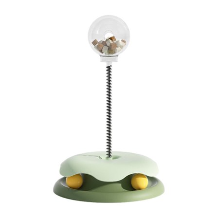 Kattelegetøjs-godbiddispenser med fjer, gennemsigtig madbeholder, sikker interaktiv kattefodringslegetøj til træning