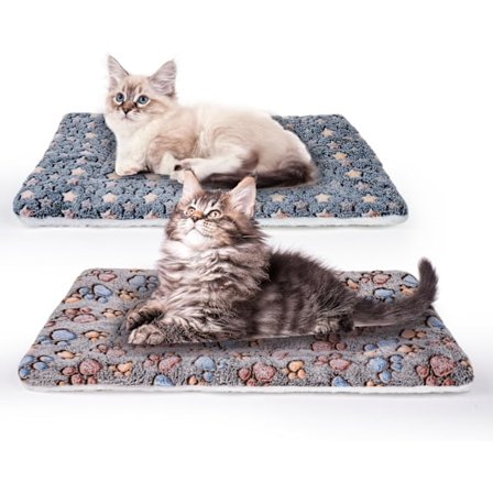 2 stk. Hundebur Sengemadrass, Fleece Kjæledyr Pute Sengematte, Vaskbar Kattepute Pad for Liten Hund Katt