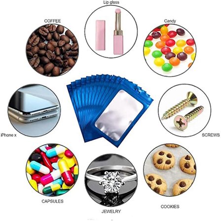 100 Stycken Återförslutningsbara Lukttäta Påsar med Aluminiumfolie för Matförvaring