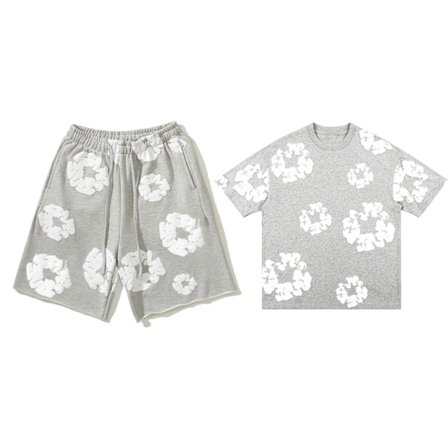 "Denim Tears Sommer Kortærmet Sæt til Mænd Grå Grå Grå" S S