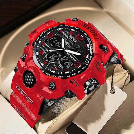 Vanntett sportsklokke for menn, militær analog kvarts digital armbåndsur