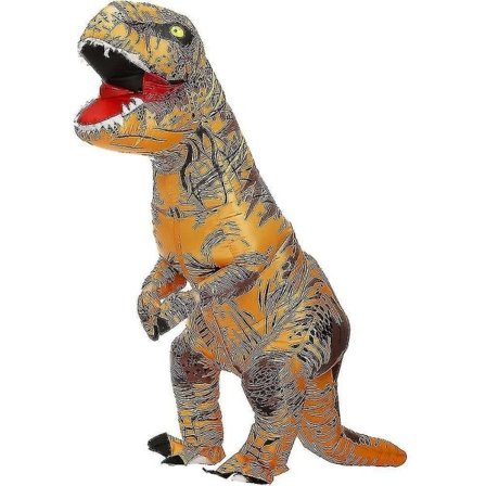 Lasten ja aikuisten dinosaurus puhallettava cosplay-asu T-rex anime sarjakuva juhlapuku Halloween-asu ruskea szq—max
