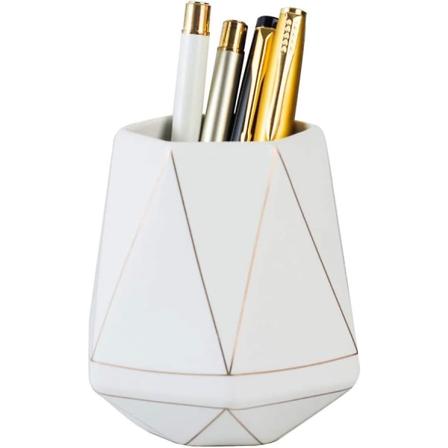 Keraaminen työpöydän söpö kynäteline kultaisella reunalla, kynäkuppi, pöydän järjestäjä, meikkisiveltimen pidike