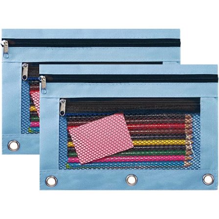 3-Ringe Blyantsæske, Lynlåsstiftpose, Kosmetikpose, 2-pak (