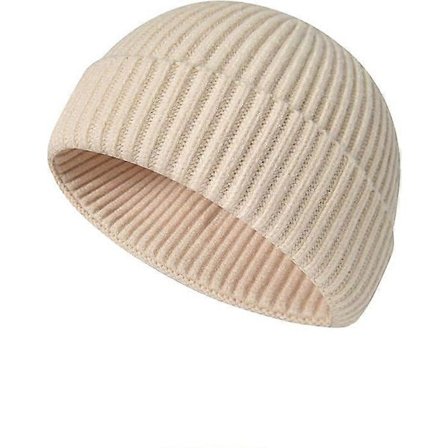 Mössa Herr - Fiskermössa Trawler Mössa Strikket Oppbrettet Varm Vintermössa Skullcap Gaver til Menn Beige