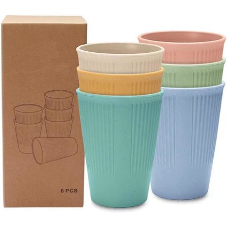 6 stk. plastik tumbler, sund polypropylen ubrydelig krus til voksne og børn, 6 farver sæt, multifunktionel, mikroovn- og opvaskemaskine sikker