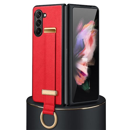 Fodral Kompatibelt Med Samsung Galaxy Z Fold 5, Pu Läderbaksida Med Handrem Stativ