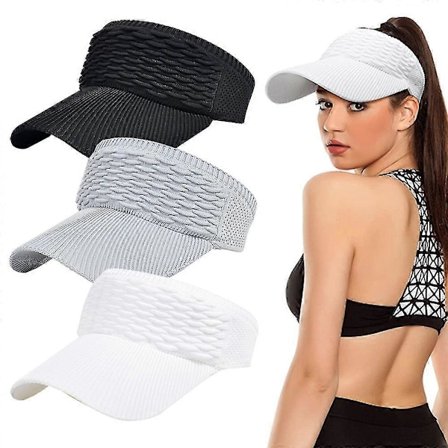 3-pack Solskydd Visir Stickad Keps Elastisk Sport Keps Tom Topp Snabbtorkande Bredbrättad Golf Keps