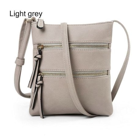 Crossbody-taske til damer med lynlås, LYSEGRÅ, Lysegrå, Light grey-tfrf Light grey