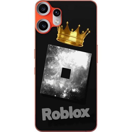 Kompatibelt Mobilskal till Nothing Nothing CMF Phone 2 Pro Minimalistisk svart och silverfärgad Roblox-symbol med gyllene krona och lyxig gameresteti