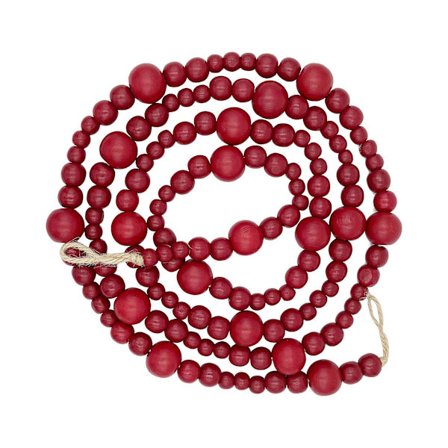 Farmhouse Beads 7ft Träpärl Garland med Julgran (Röd)