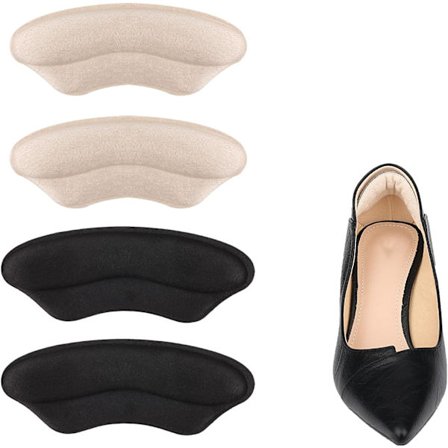 2 par klackgrepp för lösa skor, självhäftande klackkuddar klackkuddar (svart, aprikosfärg)