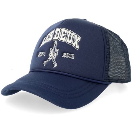 Les Deux - Blå trucker Keps - Basketball Player Cap Dark Navy Blue A-Frame Trucker @ Hatstore