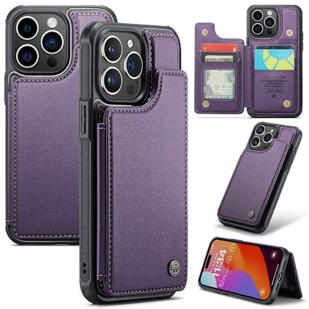CASEME iPhone 15 Pro Wallet Case RFID Blocking - Purple