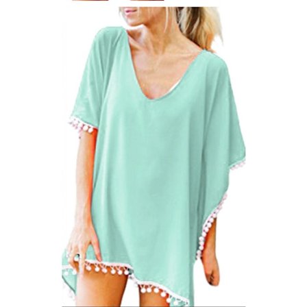 Kvinnors Chiffon Baddräkt Strand Baddräkt Cover Ups för Badkläder --- Blå F(Storlek M)