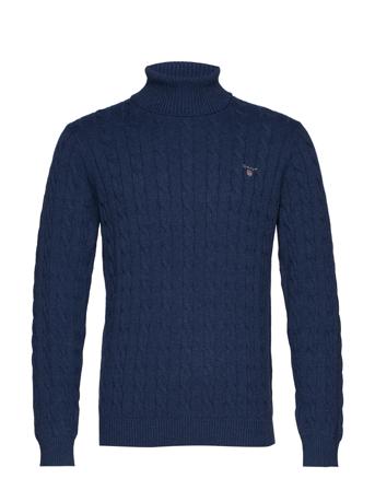 Cotton Cable Turtle Neck Knitwear Turtlenecks Blå GANT