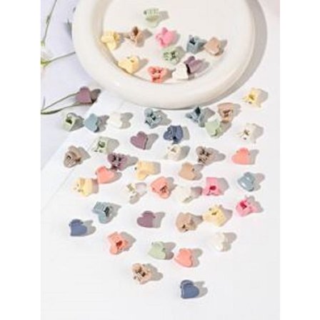 50 st.Hjärtformade Hårklämmor 14x14 mm i Blandande Ljusa färger