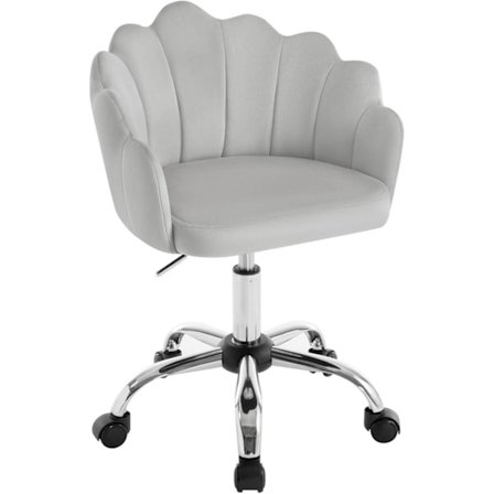 Rootz Ergonomic Velvet Office Chair - Petal Backrest Swivel Chair - Höjdjusterbar - Beige/Ljusgrå/Rosa - 41cm x 37,5cm - 44-53,5cm