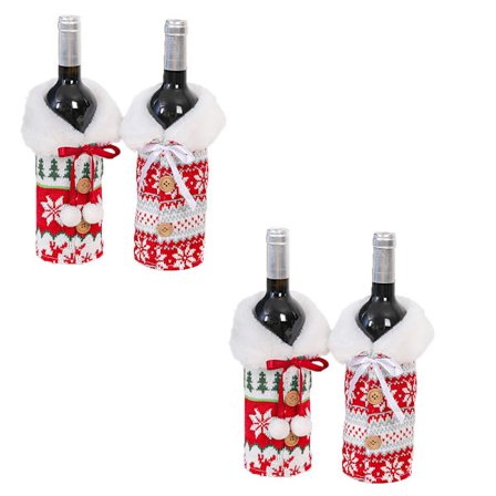 4 stk julegenser vinflaskedeksel nyeste krage og knapp