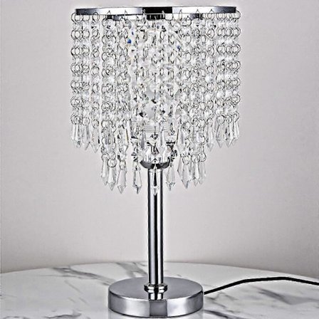 Krystallglass Bordlampe, Krystall Bordlampe, Bordlampeskjerm med Rund E27 Sengelampe for Soverom, Stue, Jenter R SZRH A-GB