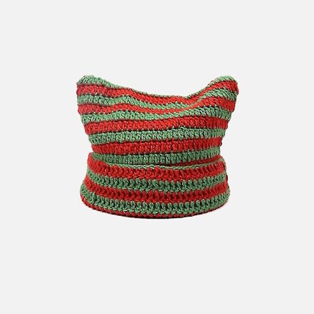 Y2k japansk lue for kvinner, liten djevel strikket ullhue, høst og vinter søte katteører varmere lue, casual lue (F)