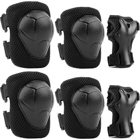Skate-skydd för barn 6 st Justerbara knäskydd armbågsskydd handledsskydd skyddsutrustning set för cykling rullskridskoåkning sparkcykel