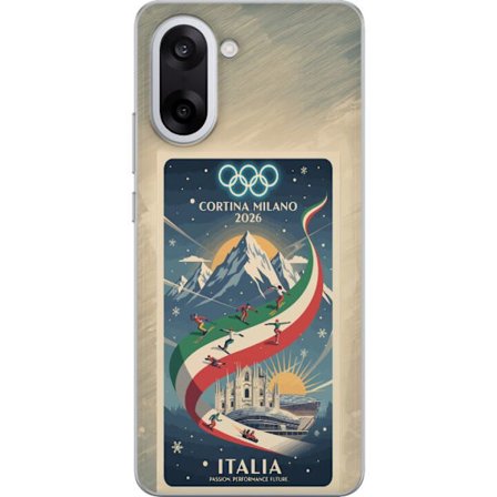 Kompatibel Mobilcover til OnePlus Nord CE5 Skitse med skiskytteudøver der sigter med riffel på en snebaner, teksten Milano Cortina 2026 og de olympisk