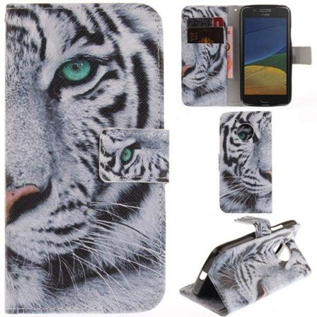 Plånboksfodral Moto G5 – Vit Tiger