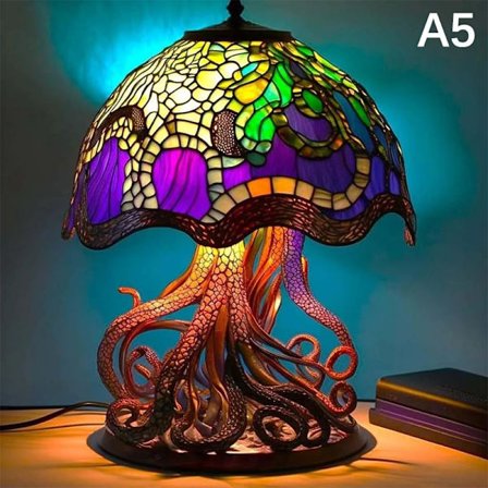 Vintage maalattu lasisarja lamput sieni etana mustekala