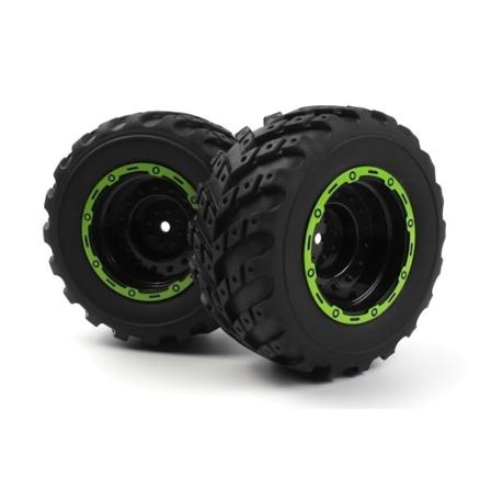 BLACKZON Smyter MT Wheels/Tires Assy (Black/Green/2pcs)