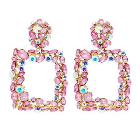 Rektangulära örhängen med strass, fyrkantiga örhängen med strass