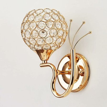 Moderne væglampe i krystal til soveværelse, stue, gang - E27 guld lampeholder - luksuriøs dekoration (højre)