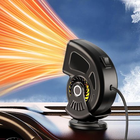 12V Bærbar Bilvarmer – Varme- og Køleblæser med 360° Rotation, Hurtig Opvarmning, Afrimning og Afdugning