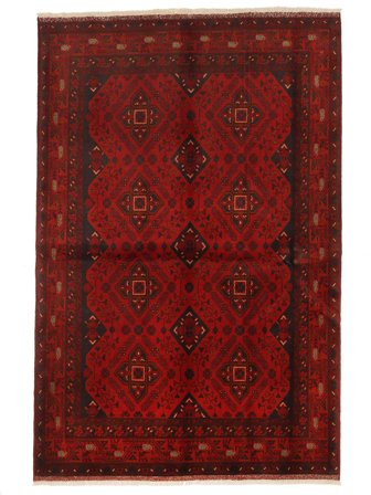 Anudada A Mano Afghan Khal Mohammadi Alfombra 129X195 De Lana Negro/Rojo Oscuro Pequeño