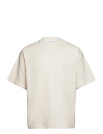 Slhboxy-Cfw 220 Tee Ex T-shirts Short-sleeved Creme Selected Homme*Betinget Tilbud