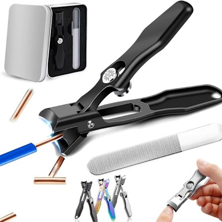 2024 Nye Ultra Skarpe Rustfrit Stål Negleklippere til Tykke Negle, til Seniorer Mænd Kvinder (Sort Sæt)