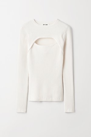 Soft Goat - Cut Out O-neck - Women cashmere sweater - XL - Off White
