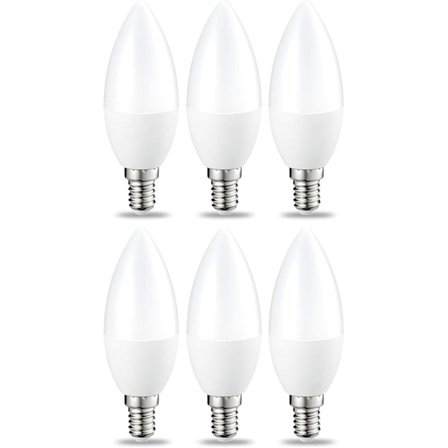 6 kpl pienen liekinmuotoisen LED-lampun sarja Edison-ruuvikanta E14 6 W (vastaa 40 W) lämmin valkoinen himmennettävä