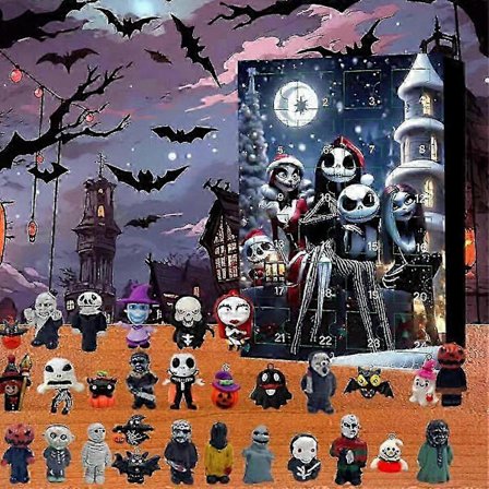 Halloween Nedräkning Adventskalender 2024, Nightmare Before Xmas Adventskalender Blind Box, Läskiga Dockor Skräckfigurer Presenter till Barn