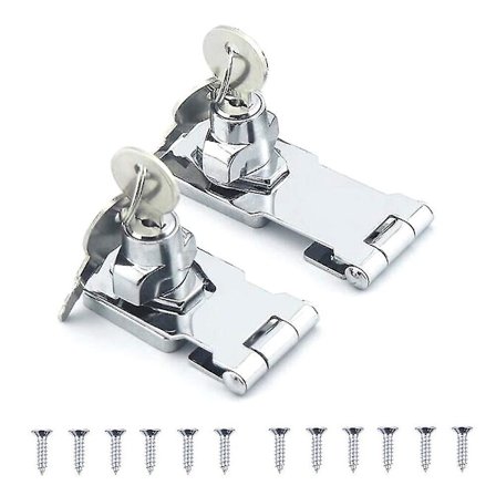 2 stk. rustfritt stål hengslåsbeslag for dører og skap Skuffdører og låser med (2,5" og