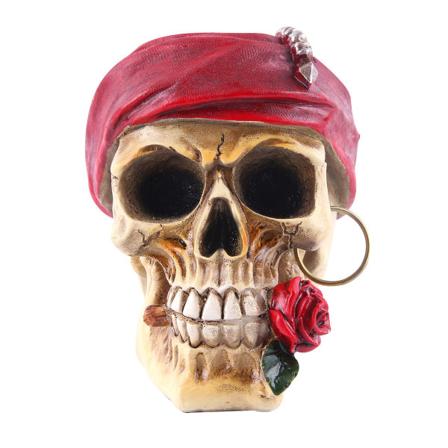 Halloween Dödskalle Prydnad Ros Dödskalle Huvud Akvarium Harts Mini Skelett