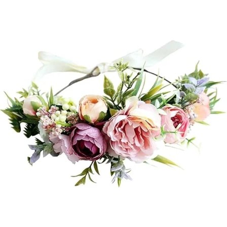 Justerbart blomsterdiadem blomsterkrans krone Halo hodeplagg bryllupsfest