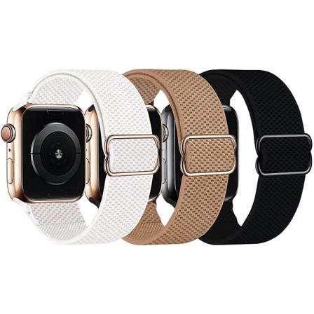 Stretchig Solo Loop-rem kompatibel med Apple Watch -band 38mm 40mm 41mm 42mm 44mm 45mm, Stretchflätad sportelastisk nylon dam män handled