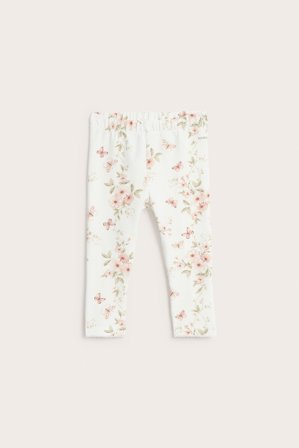 Newbie | Blomstermønstrede leggings med sommerfugler Offwhite 56 | Baby