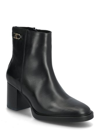 Tommy Hilfiger | Stacked Heel Leather Ankle Boot | 37
