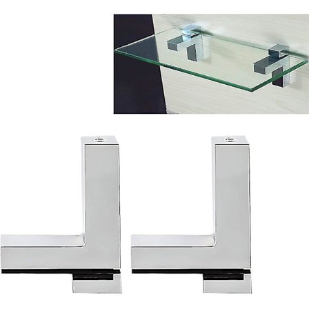 Säädettävä puu/lasihyllyteline, sinkkiseos kiillotettu kromi hyllytuki klipsi kulma, 3-36 mm paksuille hyllyille, seinäkiinnitettävä lasituki klipsi