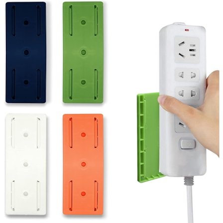 4 st självhäftande hållare för grenuttag, självhäftande stansfri skrivbordsuttagshållare väggfäste